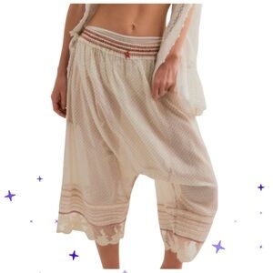 FREE PEOPLE ENDLESS AFTERNOON SWISS DOT EMBROIDERED LACE LONG LENGTH BLOOMERS